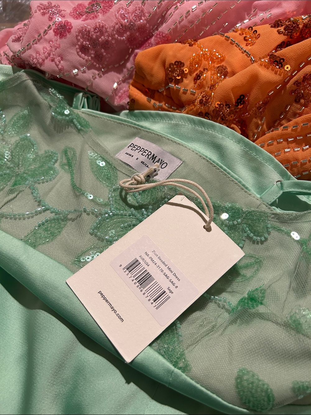 Peppermayo Mint Green Embellished Mini Slip Dress - Picture 6 of 8
